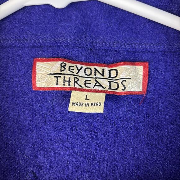 Beyond Threads Cardigan Womens L Alpaca Wool Purple Open Front Lagenlook Classy - Picture 5 of 10